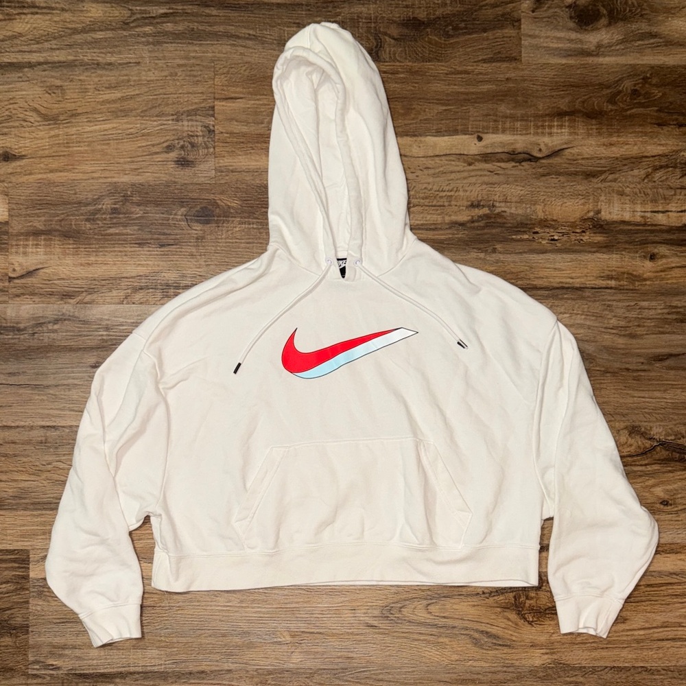 Nike White Cropped Hoodie